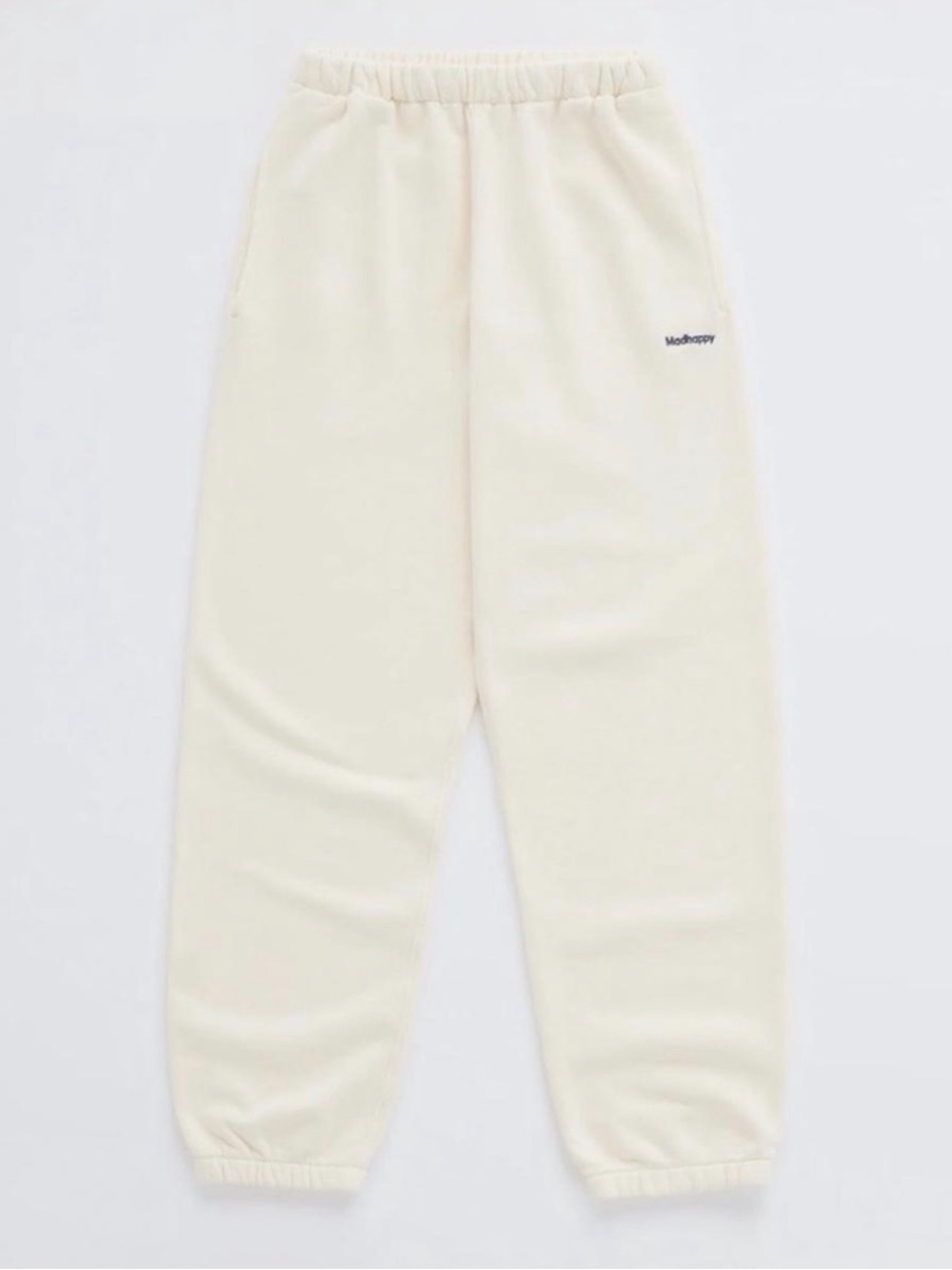 MadHappy Classic Fleece Jogger Sweatpants Size Large Cream Navy Neutral